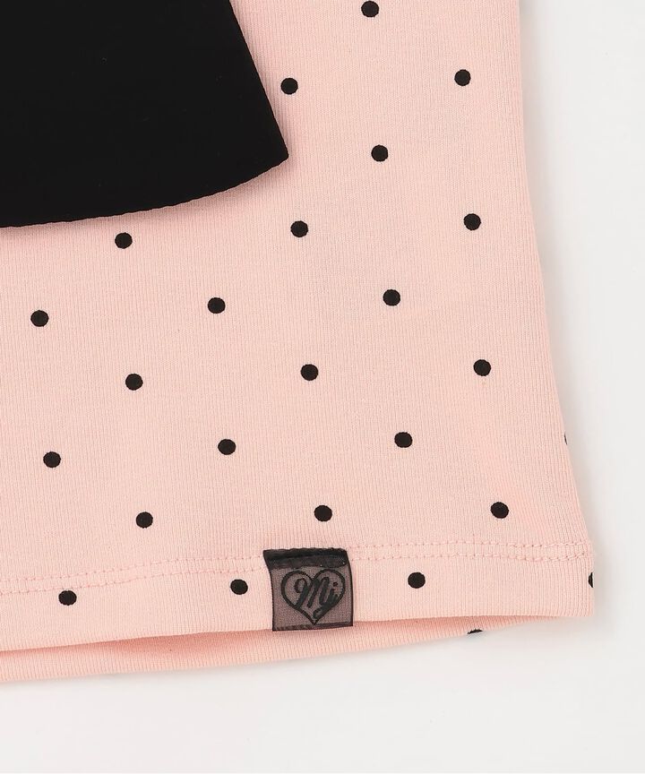 Front Ribbon Polka Dot Short Sleeve T-Shirt,Pink, medium image number 11