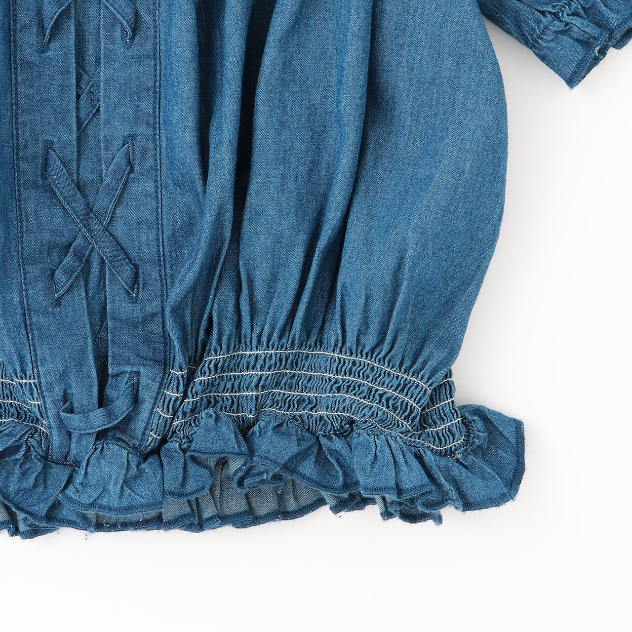 Lace-up Off-Shoulder Blouse,Gray, large image number 4