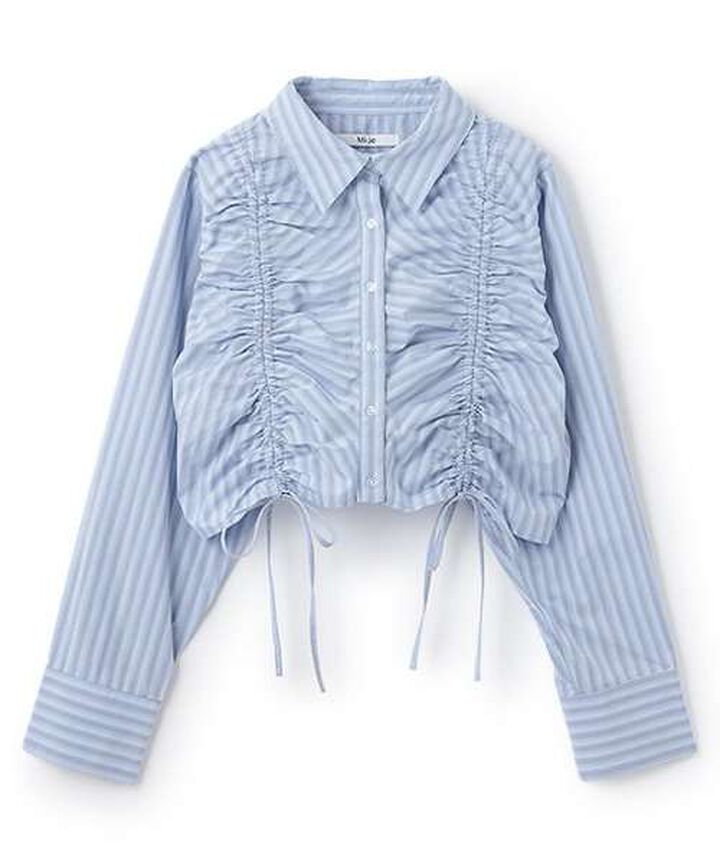 Shirred Ribbon Blouse,Beige, medium image number 6