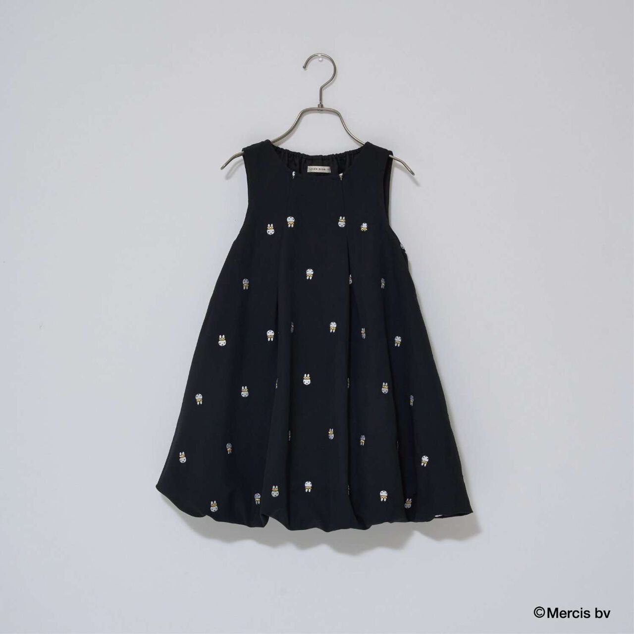 Miffy Embroidered All-Over Pattern Balloon One-Piece Dress,Black, large image number 4