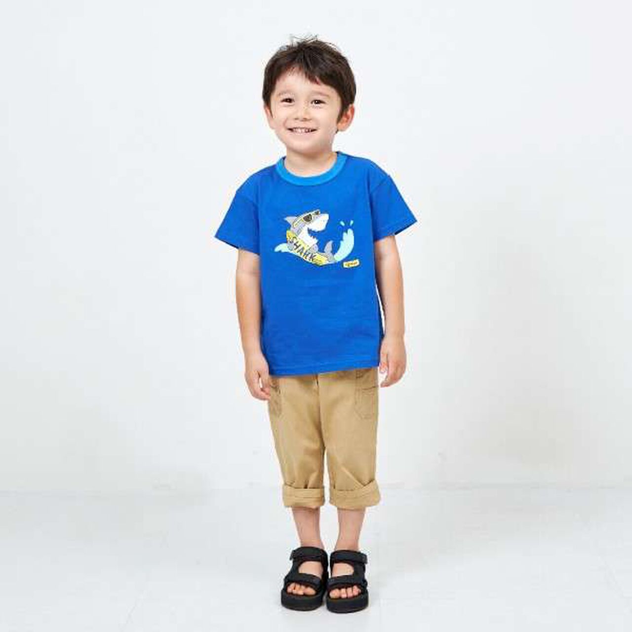 KP Boy Shark Print Short Sleeve T-Shirt,Black, large image number 16