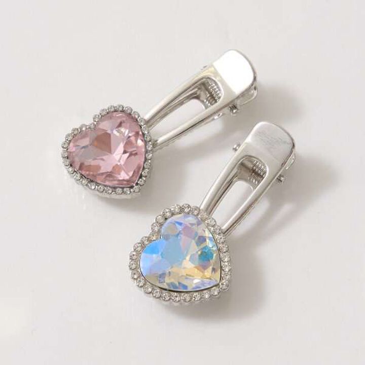 Sparkling Heart Hair Clip,Silver, medium image number 3