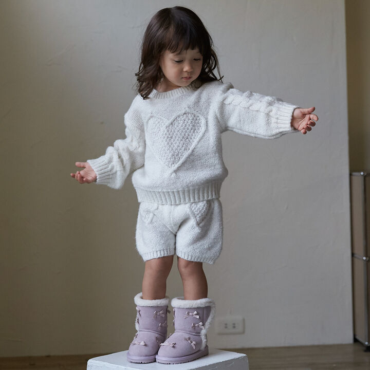 Link Heart Cable Knit,Top gray, medium image number 1