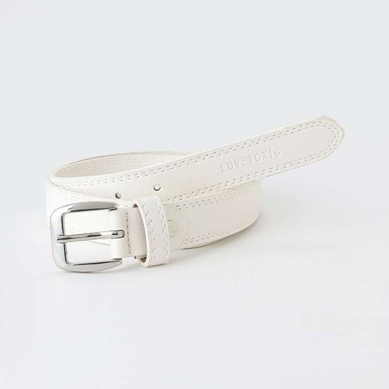 Faux Leather Wide Belt,White, large image number 0