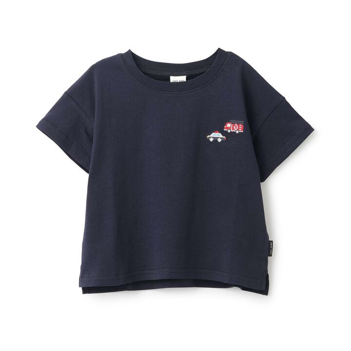 [Food Stain Resistant] Embroidered Short Sleeve T-Shirt,Coral red, medium image number 17