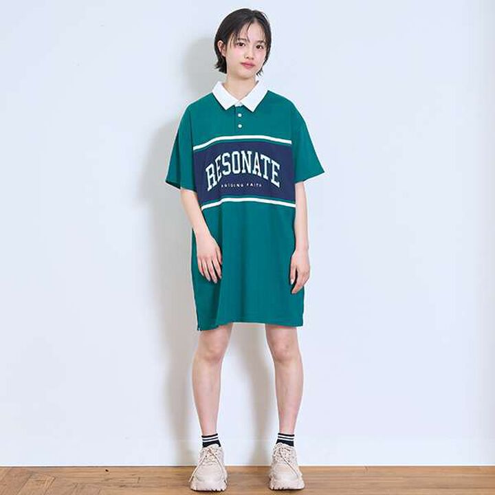 Quick-Dry Absorbent Rugby T Dress,Brown, medium image number 2