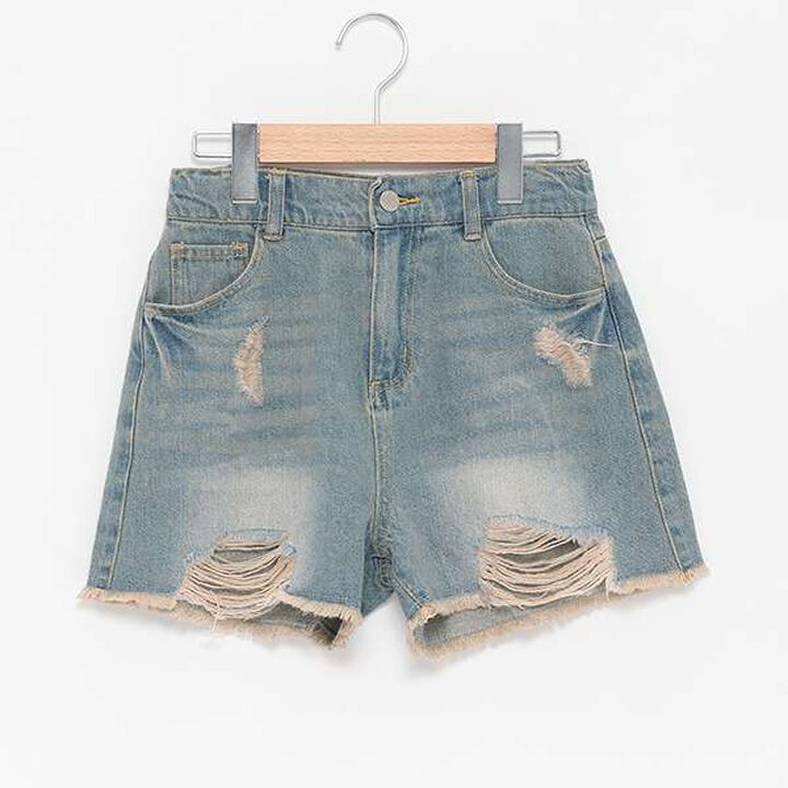 Distressed Denim Shorts,Gray, medium image number 5