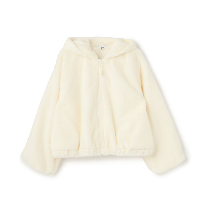 [milky coast] Cat Ear Fur Hoodie,Ivory, medium image number 15