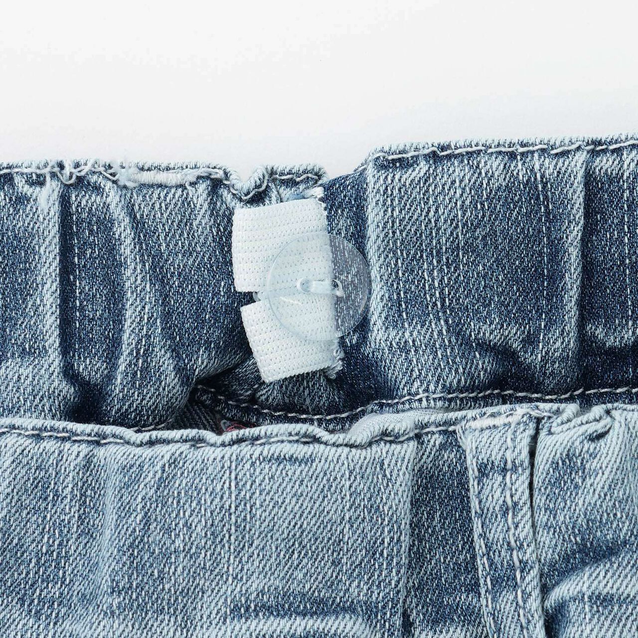 [Trois Lapins] Stretch Denim Roll-Up Pants,Sax blue, large image number 3