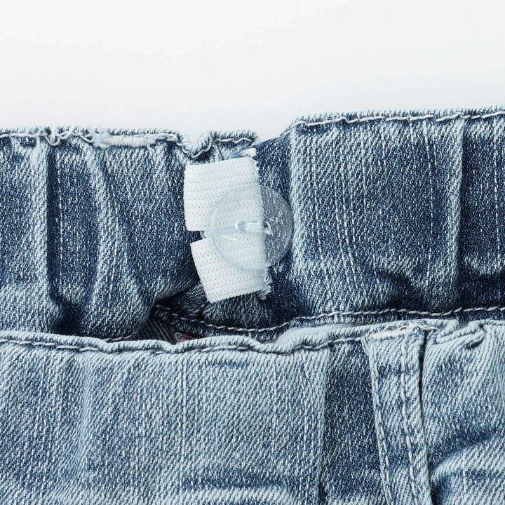 [Trois Lapins] Stretch Denim Roll-Up Pants,Sax blue, medium image number 3