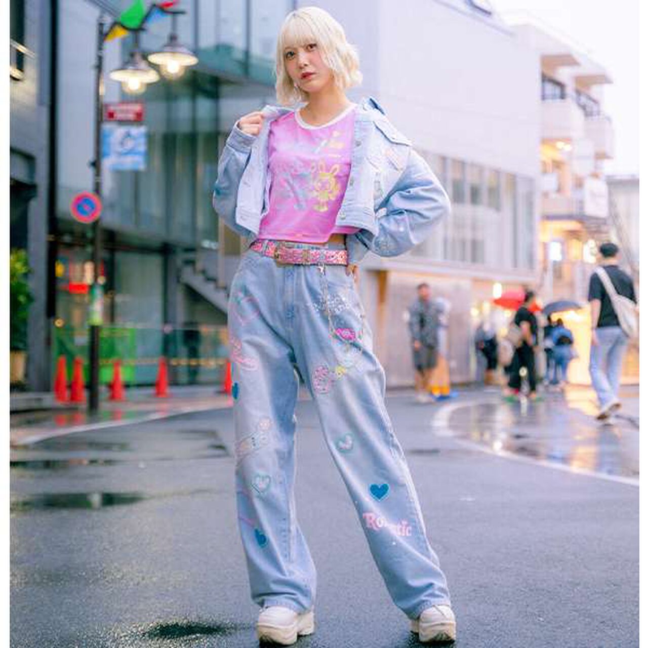 Reissue ♪ Decorative Wide Denim Pants,Black, large image number 14