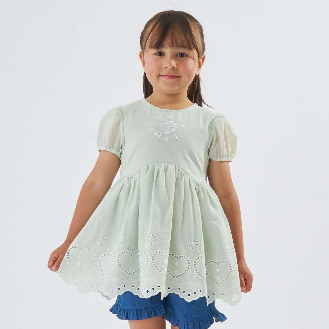 [100% Cotton] Cutwork Lace Tunic,Mint, large image number 6