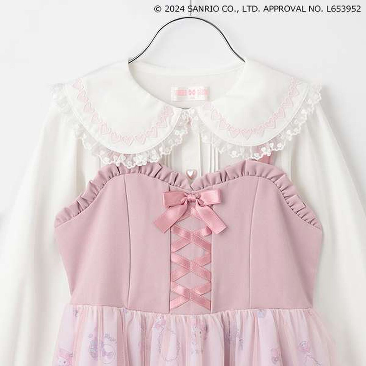 Dressed-Up My Melody Blouse & One-Piece Dress Set,Pink, large image number 8