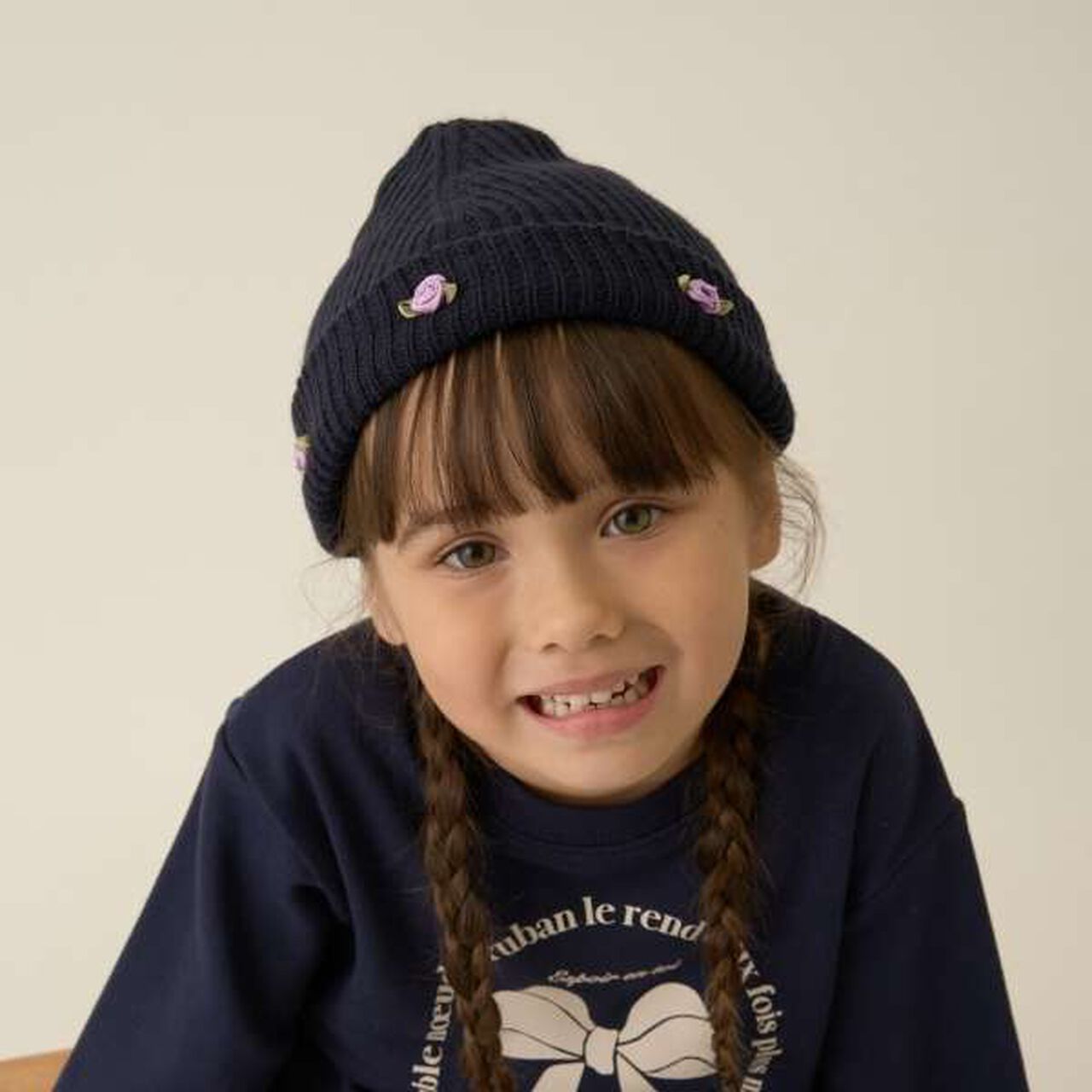 Ribbon Flower Assortment Knit Cap,Sax blue, large image number 22