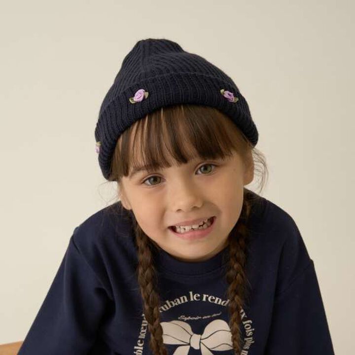 Ribbon Flower Assortment Knit Cap,Sax blue, medium image number 22