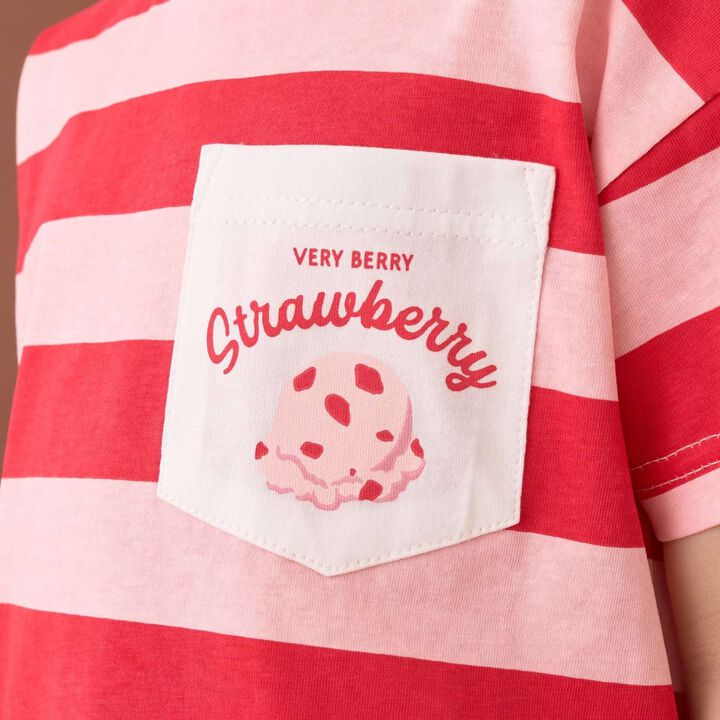 [31 Ice Cream] UV Cool Touch Shape-Retaining Sherbet T Assorted Print Striped T-Shirt,Black, medium image number 11