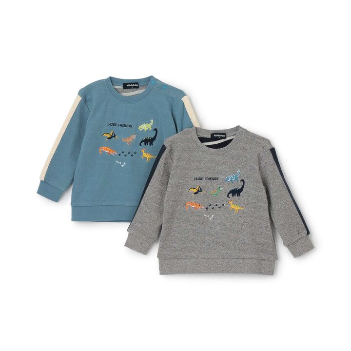 [Restock] Dinosaur Embroidery Sleeve Line Long-Sleeve T-Shirt,Gray, medium image number 8