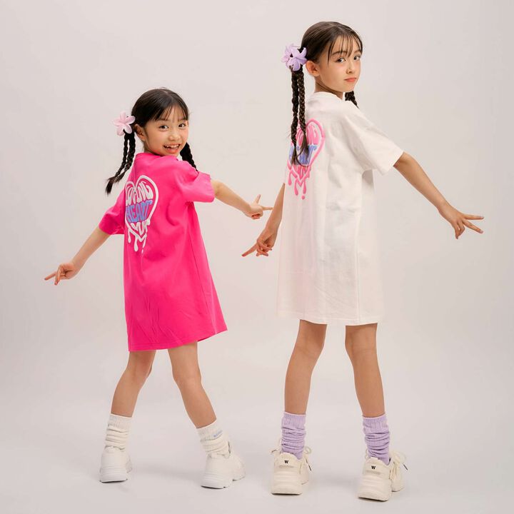 [100% Cotton] Affordable Back Heart Short-Sleeve T-Shirt One-Piece Dress,Cherry Pink, medium image number 8