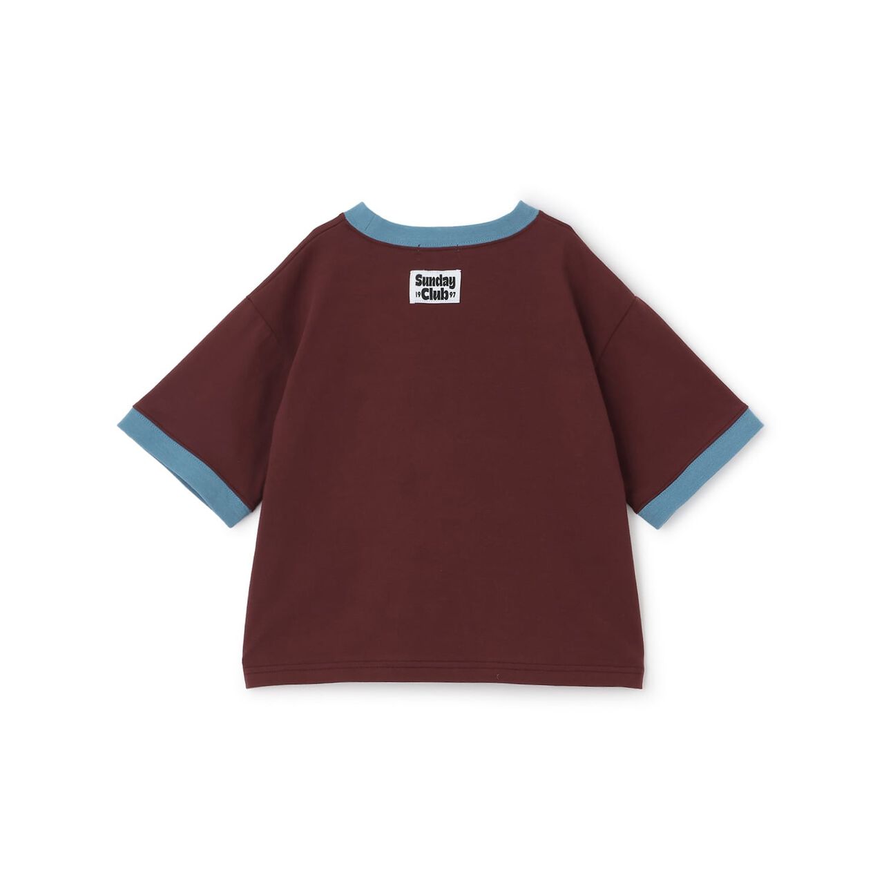 [Anti-Stain & Quick-Dry] Distressed Logo Print Ringer T-Shirt,Turquoise, large image number 5