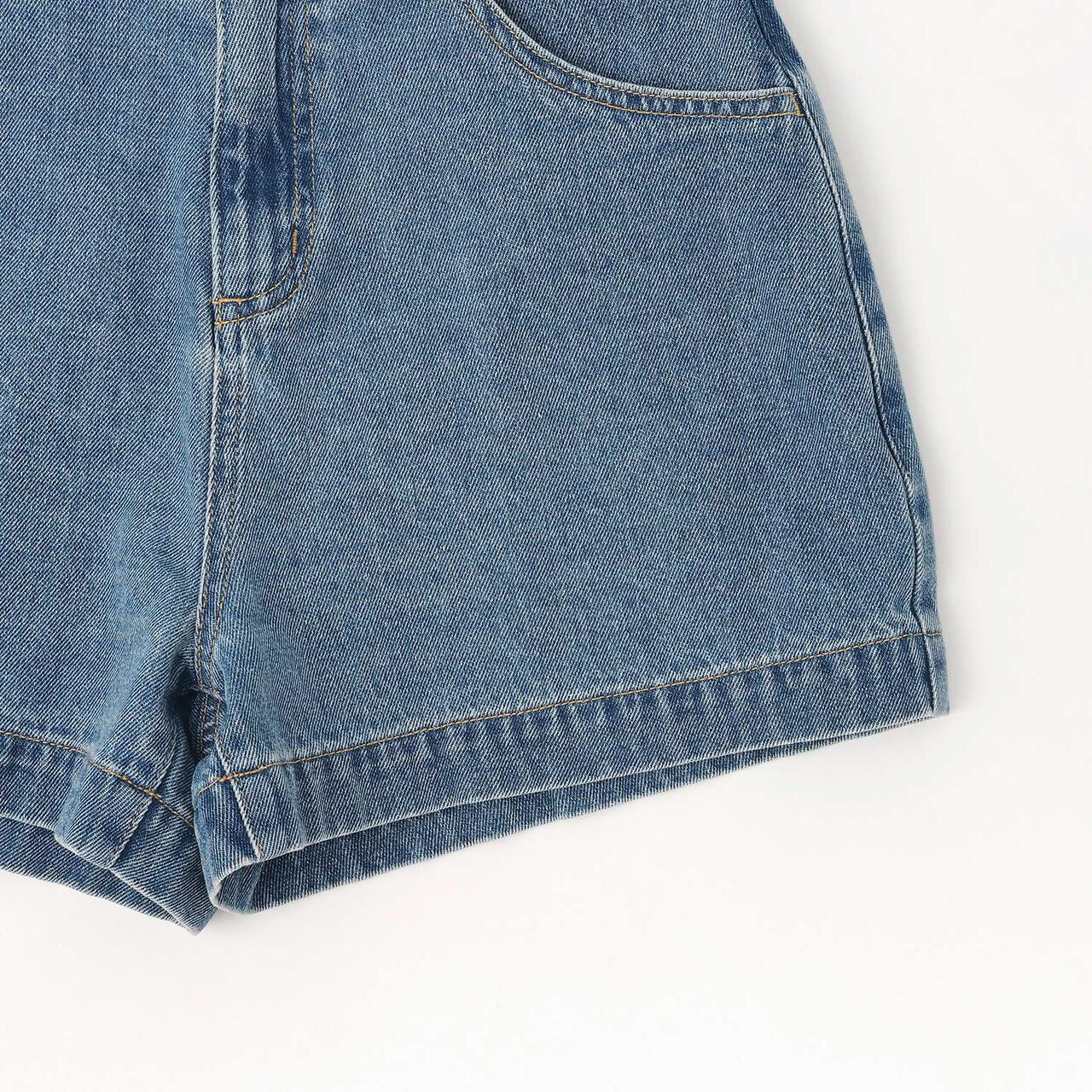 Embossed Loco Denim Shorts,Blue gray, large image number 10