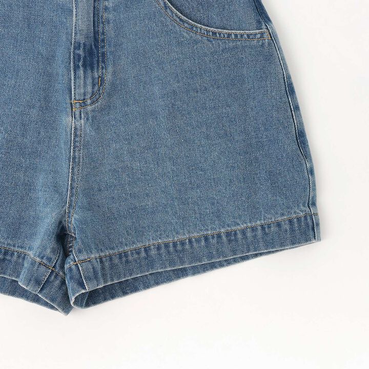 Embossed Loco Denim Shorts,Blue gray, medium image number 10