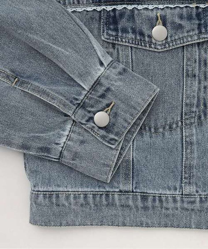 Motif Logo Denim Jacket,Deep blue, medium image number 5