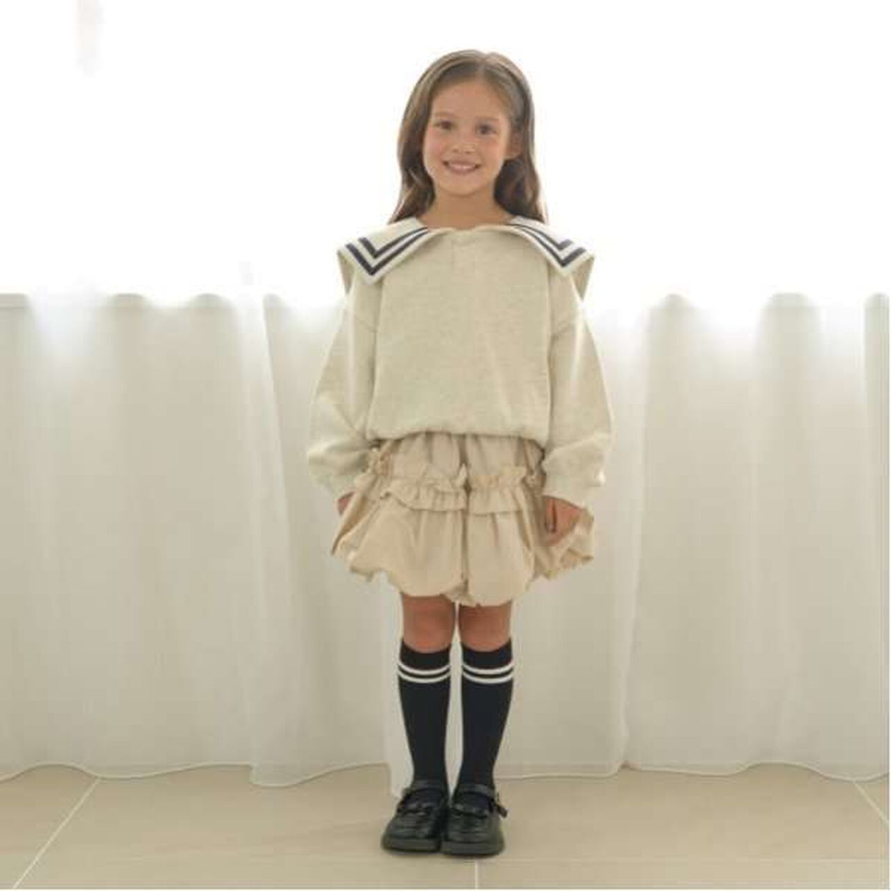 Frilled Balloon Skirt,Deep red, large image number 3