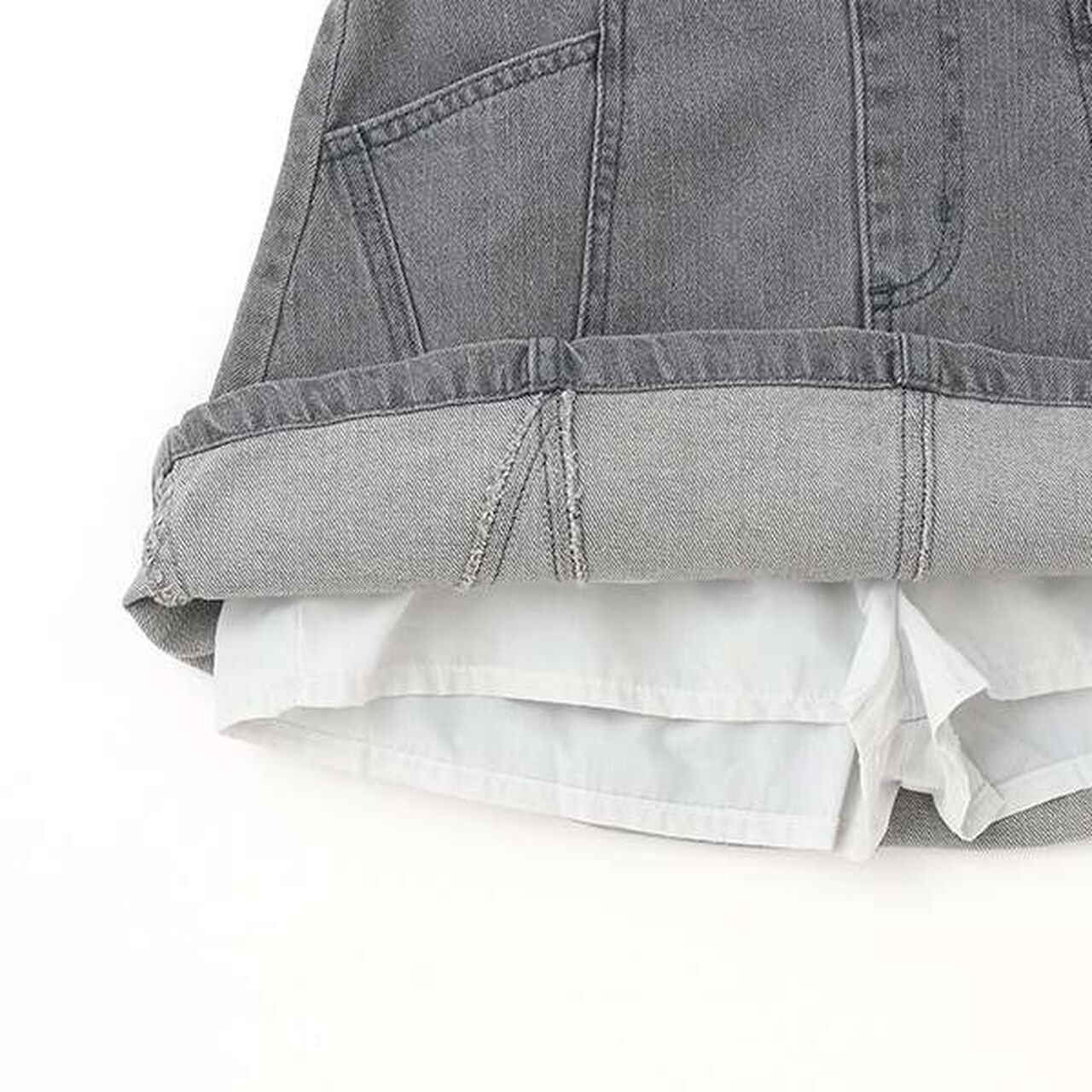 Color-Block A-Line Skirt Shorts,Ivory, large image number 5