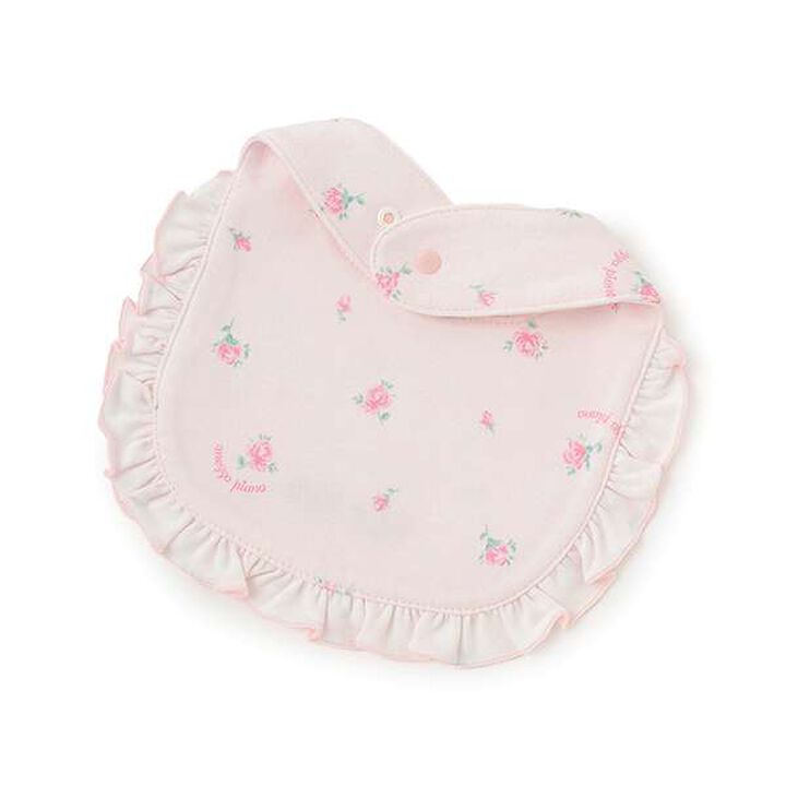 Ribbon & Rose Pattern Bib and Socks Set [Box Included],Light pink, medium image number 1