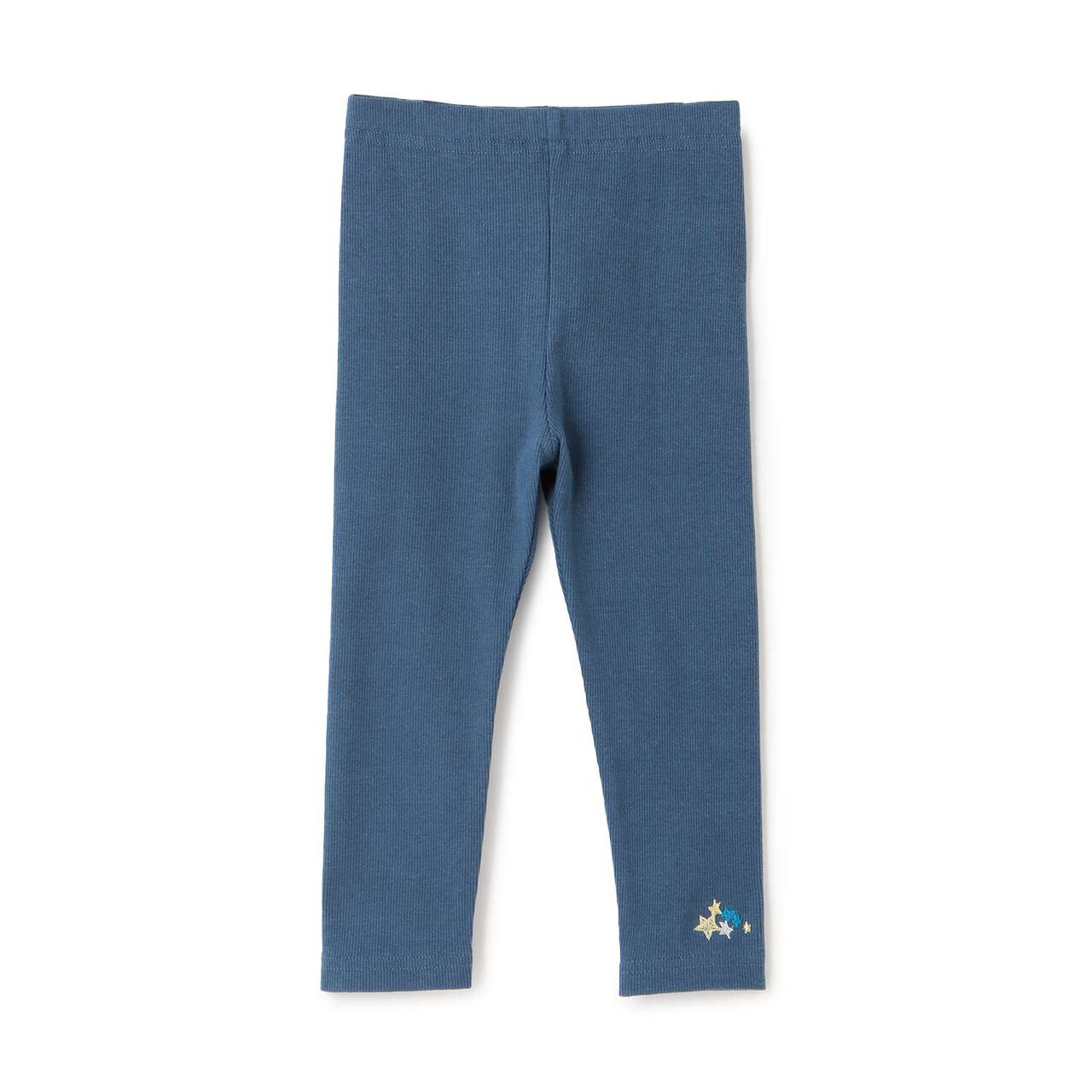 Star Embroidered Ribbed Leggings,Blue, large image number 0