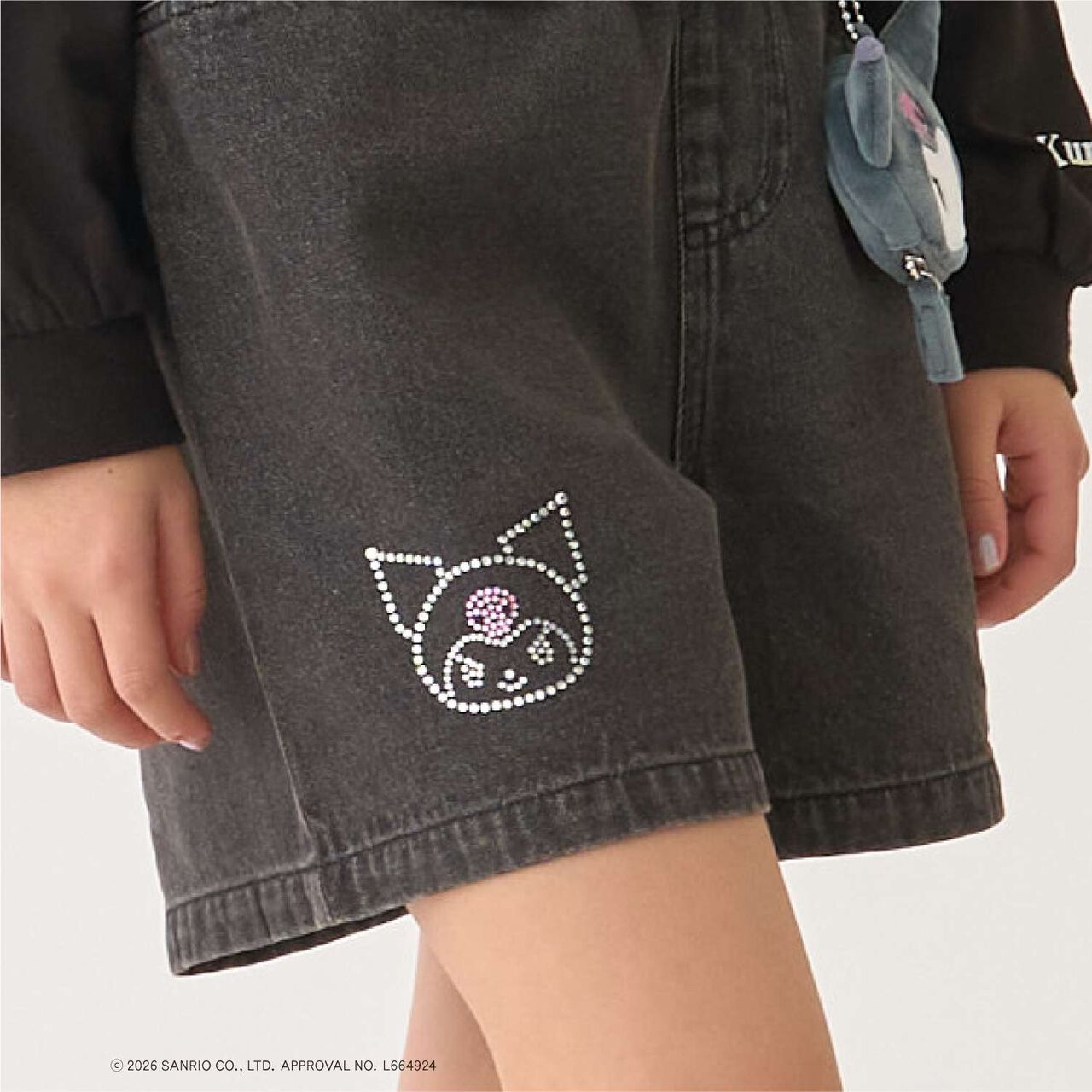 [Sanrio Characters] Denim Shorts,Black, large image number 8