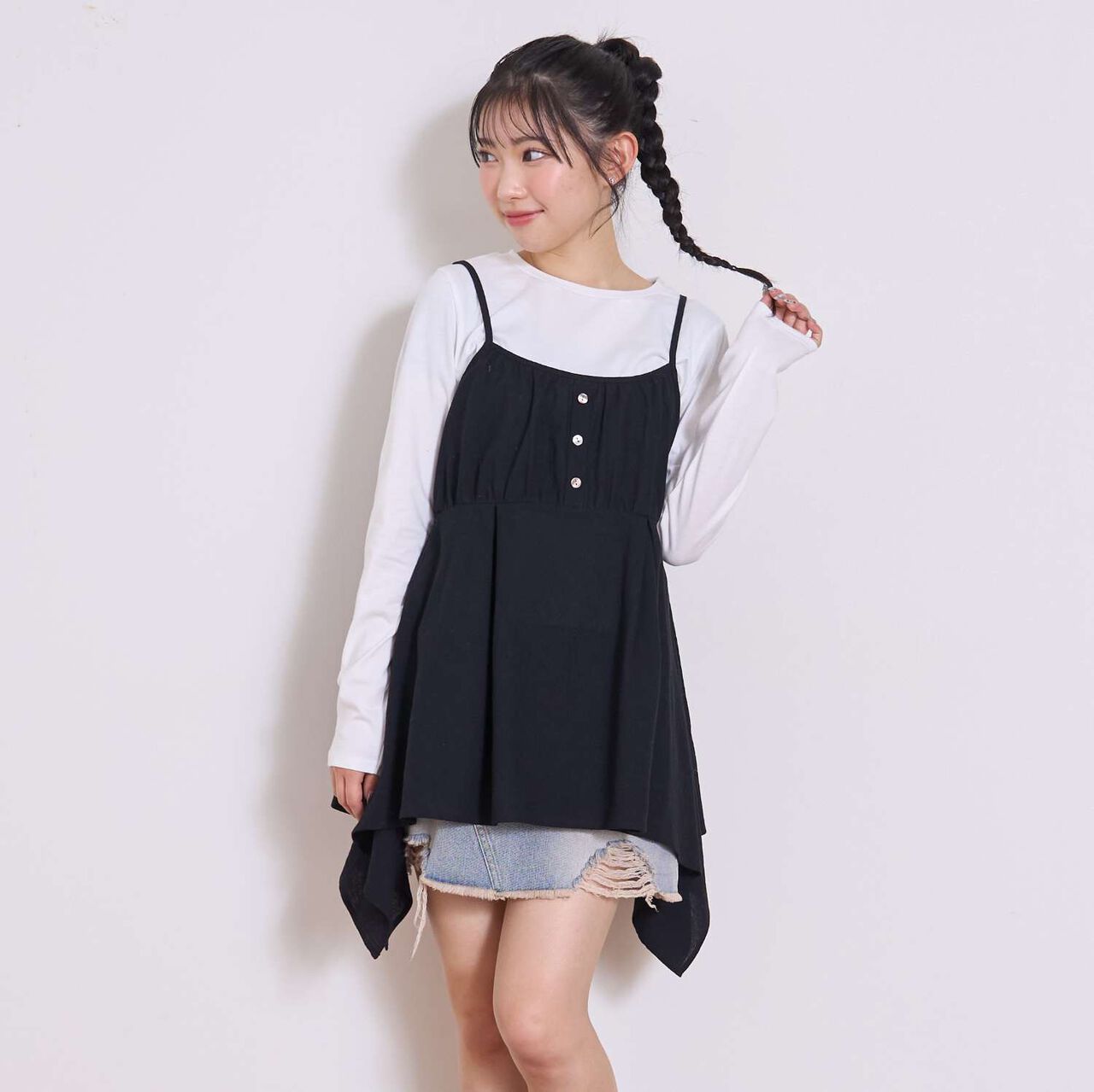 Asymmetrical Tunic Set,Black, large image number 4