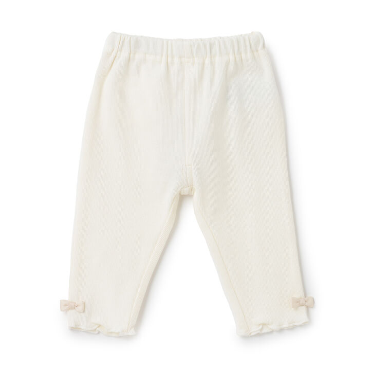 [Affordable] Hem Ribbon Leggings,Off white, medium image number 2