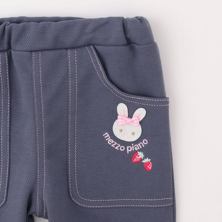 Rabbit Embroidery Cut Leggings,Blue, medium image number 4
