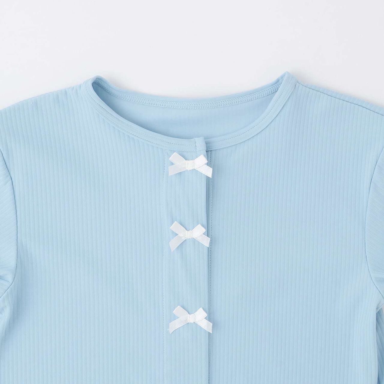 [SWIM] [UV Protection] Rash Guard Cardigan with Ribbon,Sax blue, large image number 5