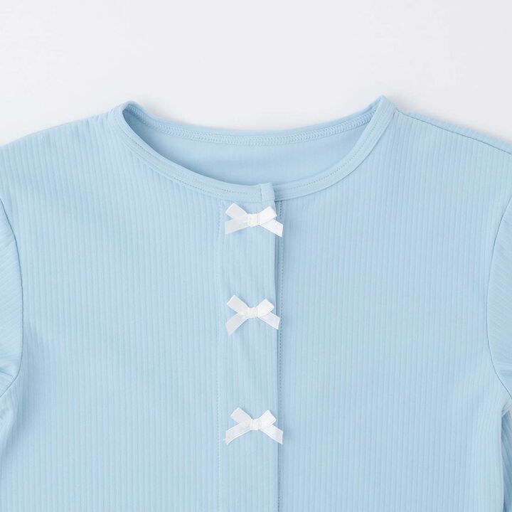 [SWIM] [UV Protection] Rash Guard Cardigan with Ribbon,Sax blue, medium image number 5