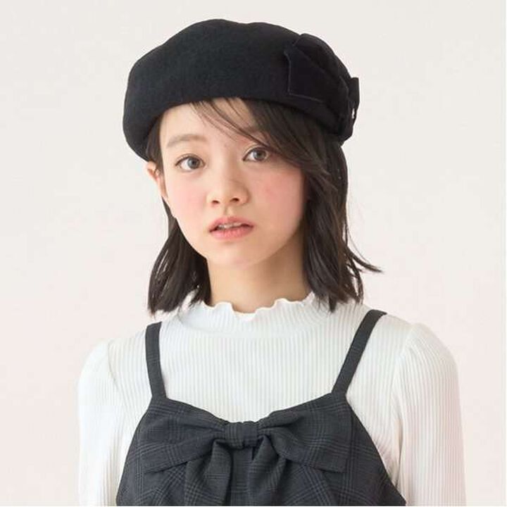 Velour Ribbon Beret Hat,Black, medium image number 8