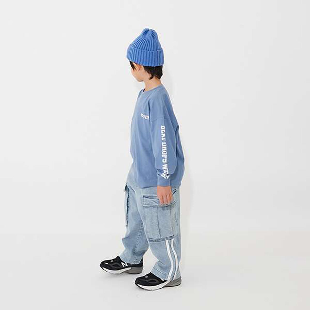 [SKIT0LY] Long-Sleeve T-Shirt with Sleeve Logo Print,Blue, large image number 17