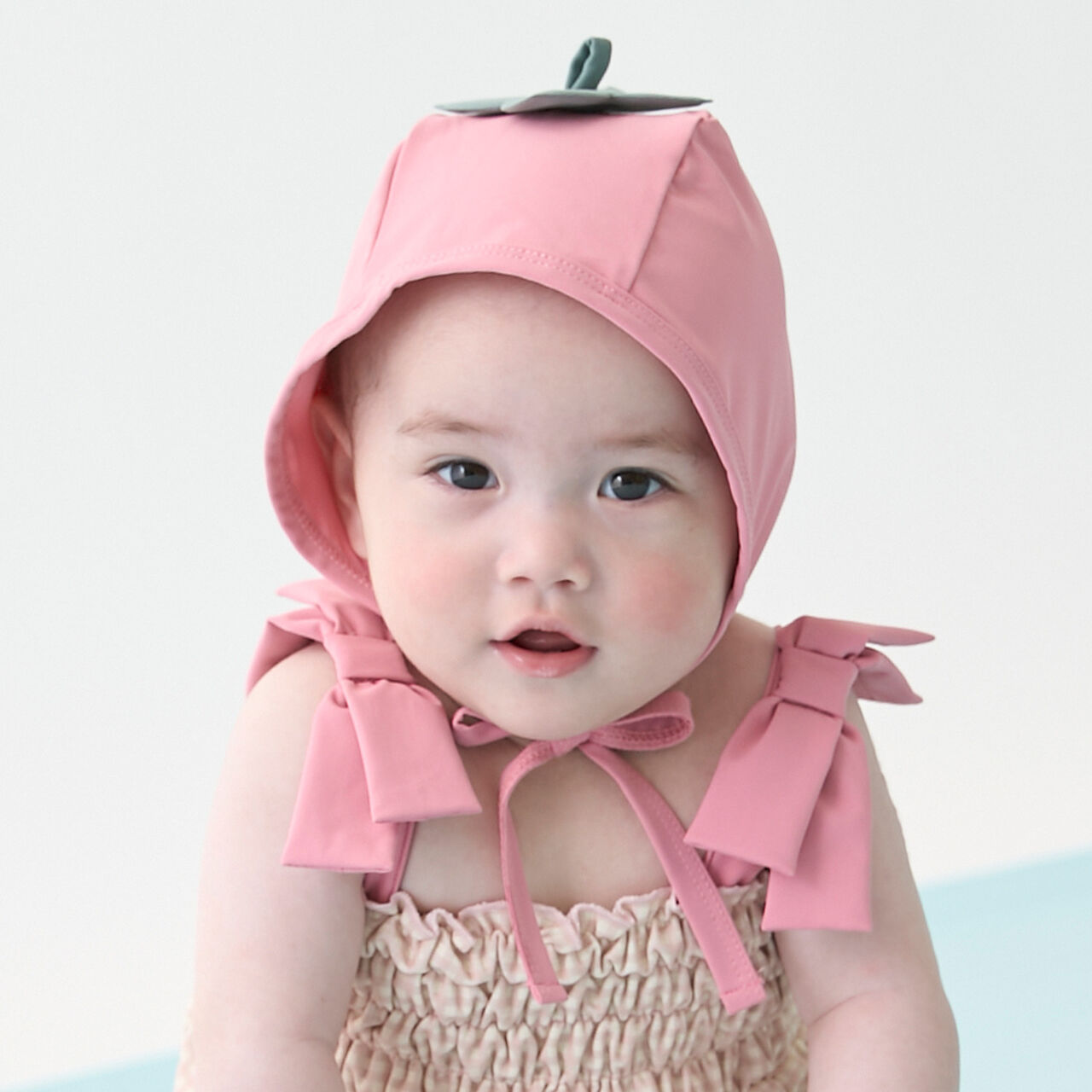 [SWIM] Baby Fruit Print Bikini with Cap,Yellow, large image number 1