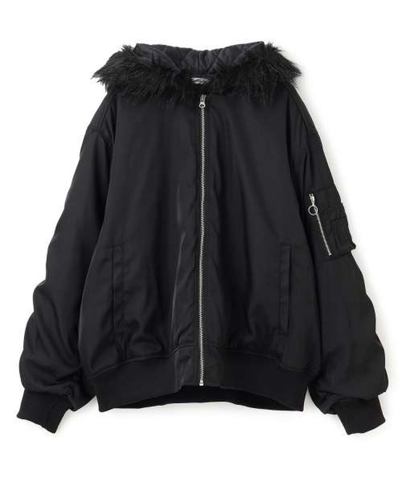 Hooded Bomber Jacket [Korean Fashion],Gray, large image number 3