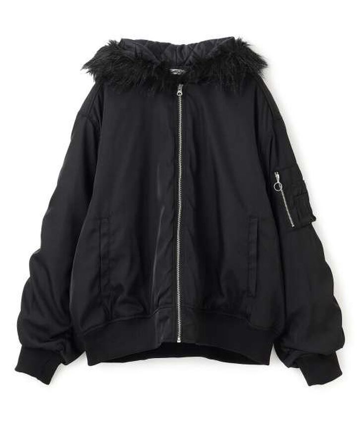 Hooded Bomber Jacket [Korean Fashion],Gray, medium image number 3