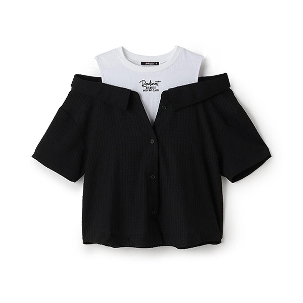 Layered Look Shirt,Black, large image number 0