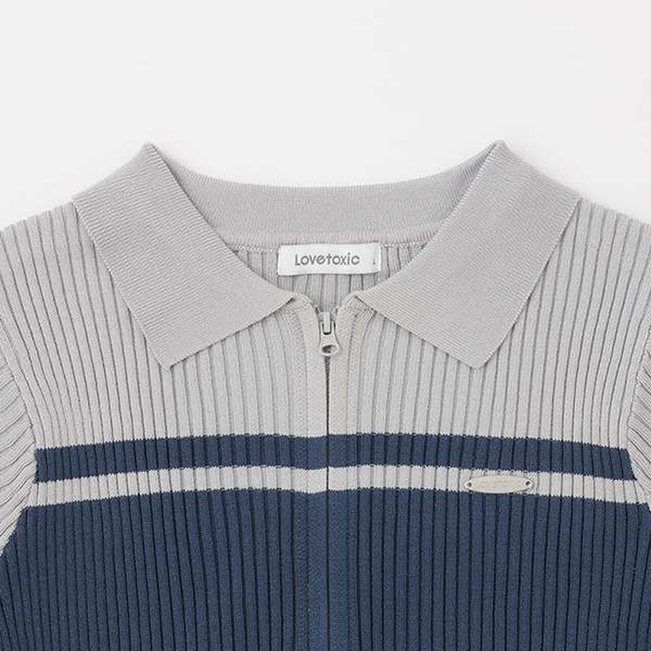 [Arael] Short-Sleeve Zip Knitwear,Navy, large image number 8