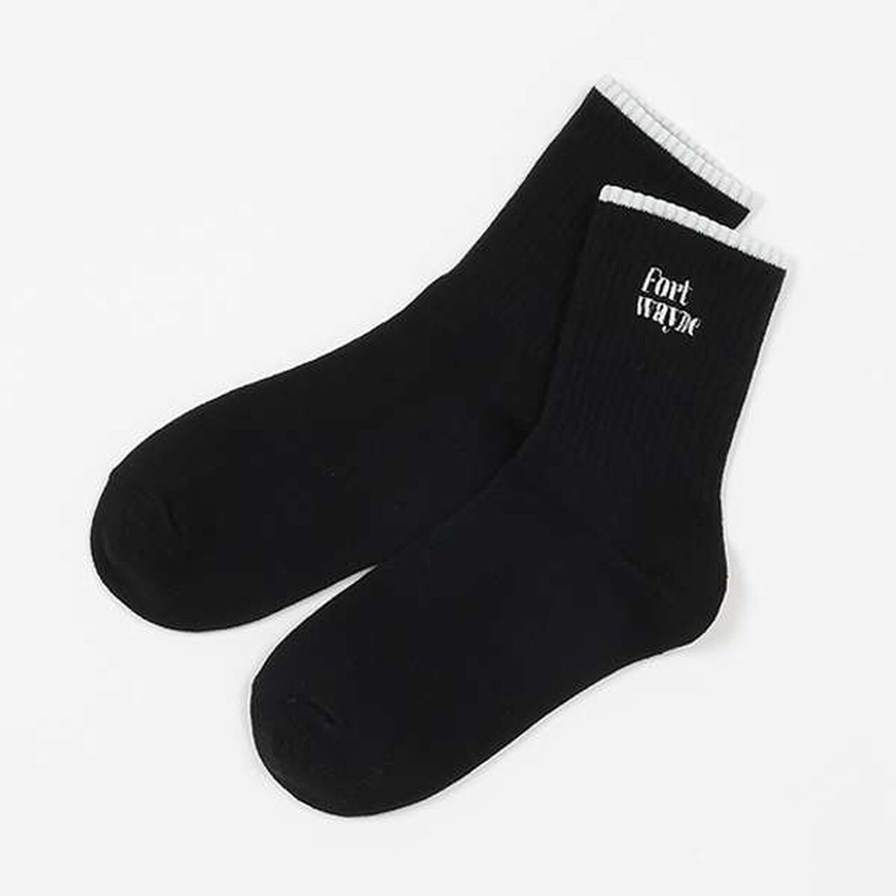 Embroidered Ribbed Crew Socks,Off white, large image number 9