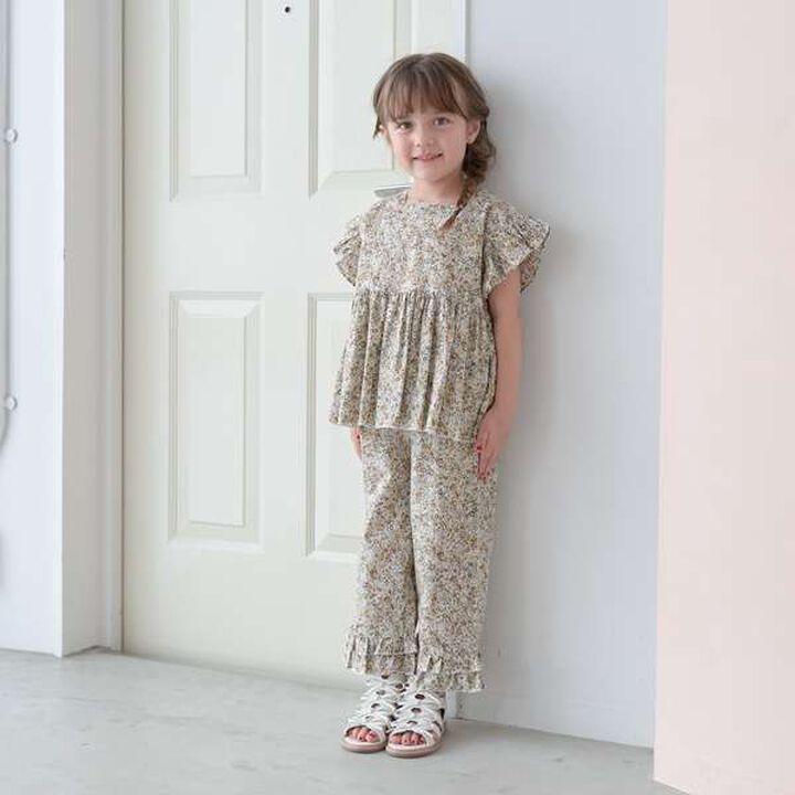 Peplum Blouse & Hem Frill Pants Outfit Set,Mocha tea, medium image number 0