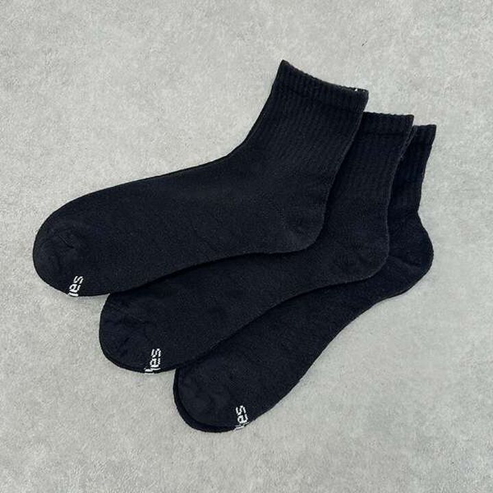 [Hanes] Quarter Length Socks 3-Pack,Black, medium image number 0