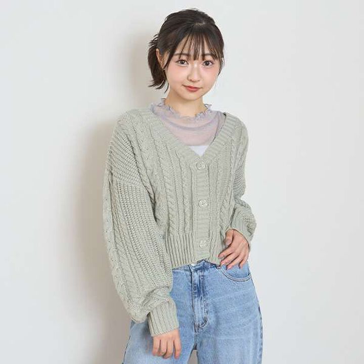 Washable Cable Knit Cardigan,Ivory, medium image number 21