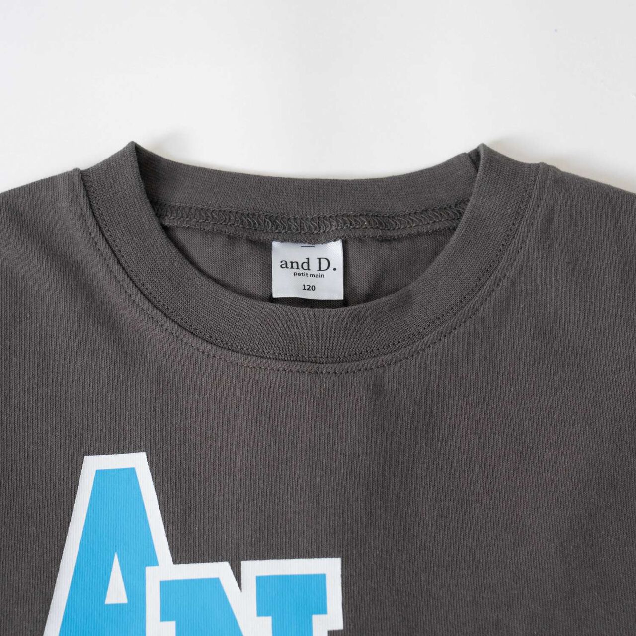 [USA Cotton] AND Logo College Wide Long Sleeve T-Shirt,Blue gray, large image number 4