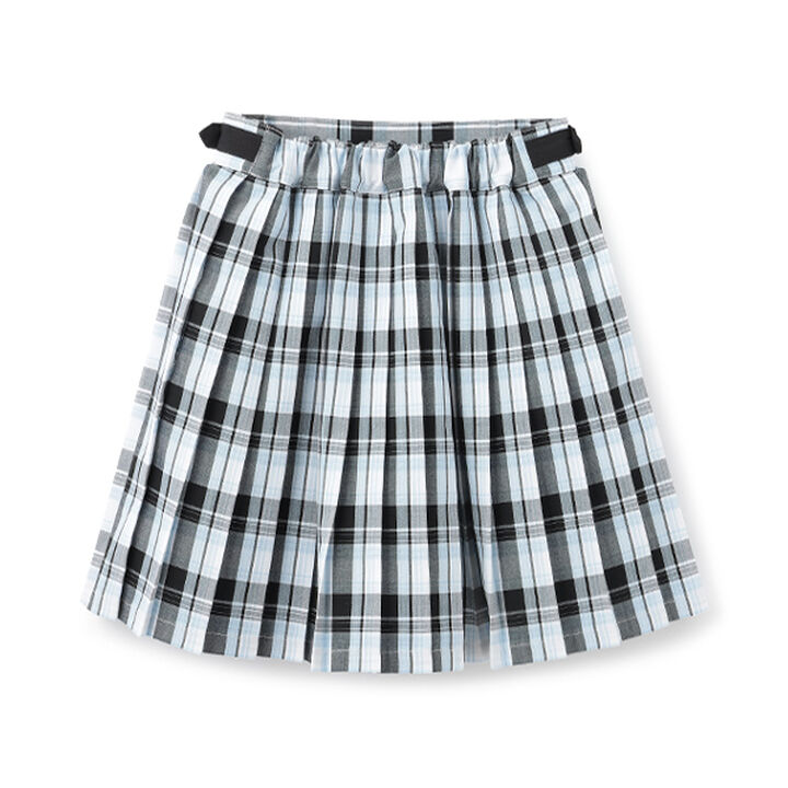 Side Heart Belt Check Pleated Skirt-Pants,Sax blue, medium image number 1