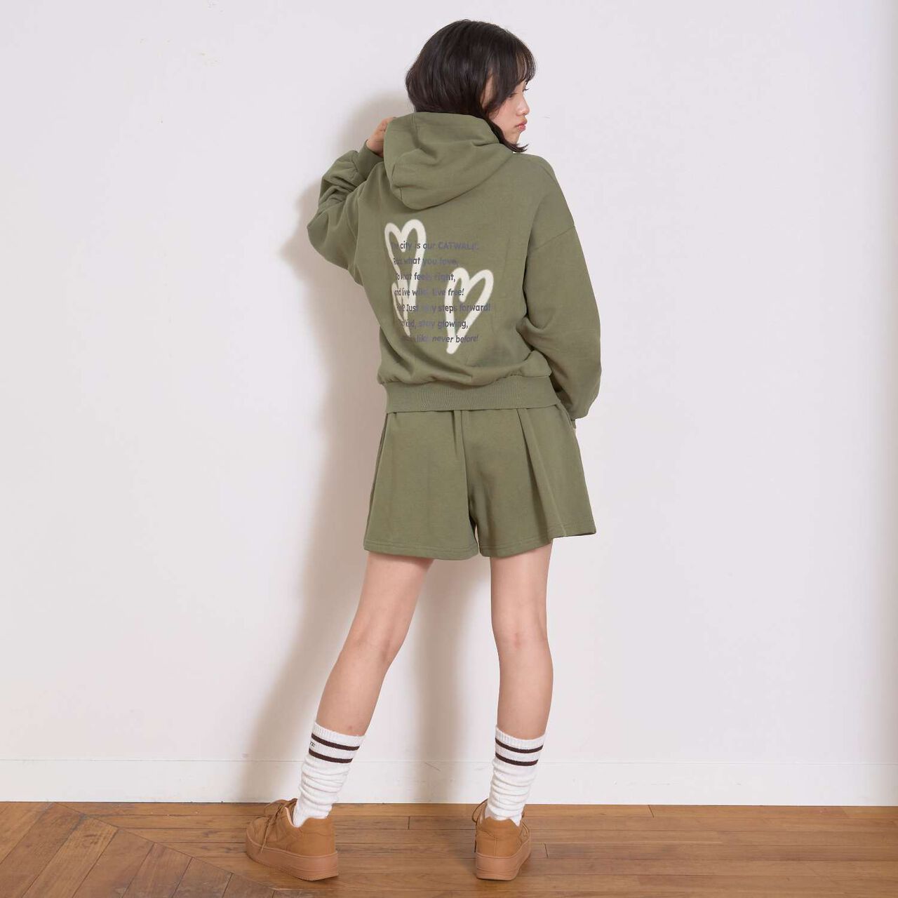 [LTXC] 100% Cotton Wool Lined Back Spray Outfit Set,Khaki, large image number 3